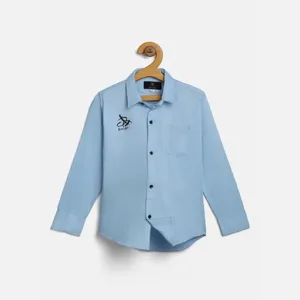 Classic Light Blue Cotton Boys Full Sleeve Shirt - Fredda