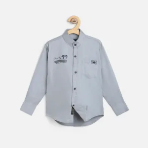 Grey Cotton Comfort: Boys' Full Sleeve Shirt - The Kids Crown