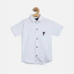 Fredda Boys White Cotton Shirt with Embroidered Logo - Sizes 2-16