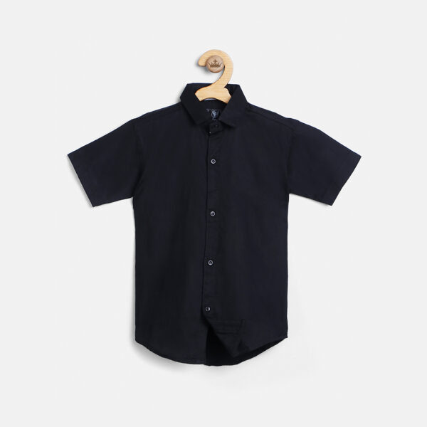 Classic Black Half Sleeve Boys' Cotton Shirt - Trepp