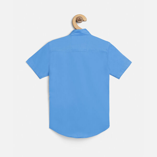 Light Blue Cotton Half Sleeve Boys' Mandarin Collar Shirt - The Kids Crown
