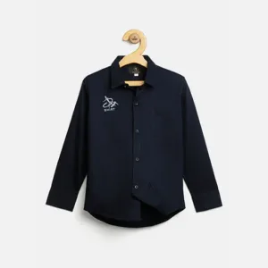 Classic Dark Blue Cotton Boys Full Sleeve Shirt - Fredda