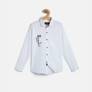 Boy's Classic Designer White Cotton Shirt - The Kids Crown