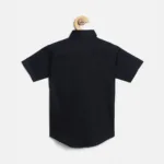 Fredda Boys Black Cotton Shirt with Embroidered Logo - Sizes 2-16