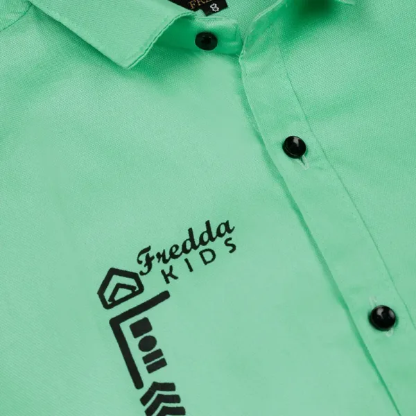 Everyday Light Green Cotton Boys Full Sleeve Shirt Comfortable Wear - Fredda