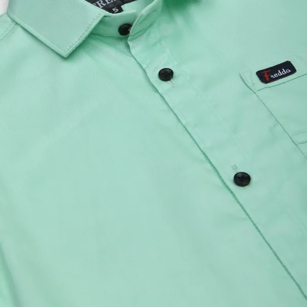Boy's Cold Trendy Light Green Cotton Shirt - Fredda