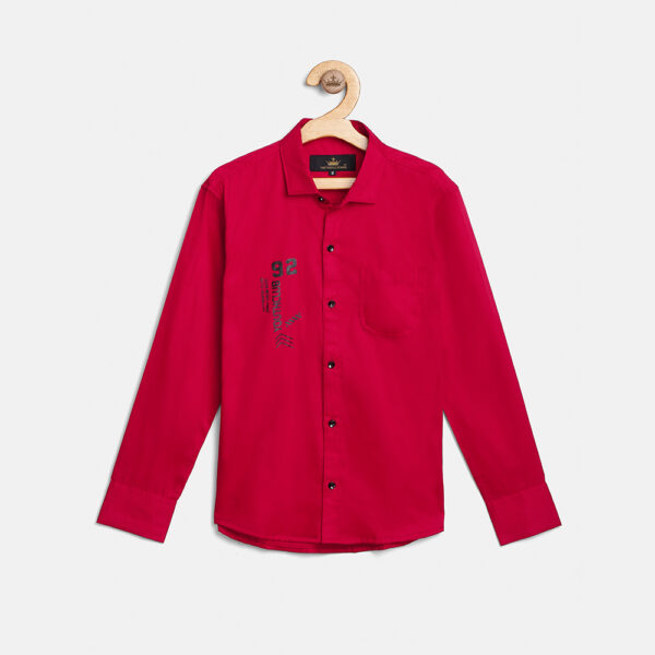 Boy's Classic Designer Red Cotton Shirt - The Kids Crown