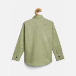 Green Cotton Boys Full Sleeve Shirt with Floral Print - The Kids Crown