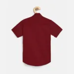 Maroon Cotton Half Sleeve Boys' Mandarin Collar Shirt - The Kids Crown