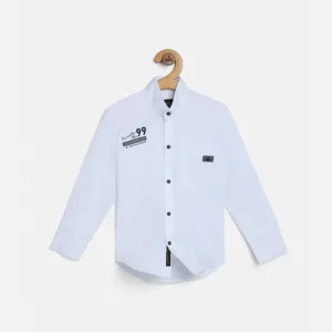 White Cotton Comfort: Boys' Full Sleeve Shirt - The Kids Crown