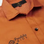 Everyday Orange Cotton Boys Full Sleeve Shirt Comfortable Wear - Fredda