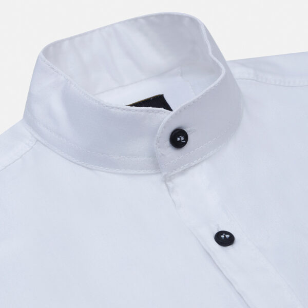 White Cotton Half Sleeve Boys' Mandarin Collar Shirt - The Kids Crown