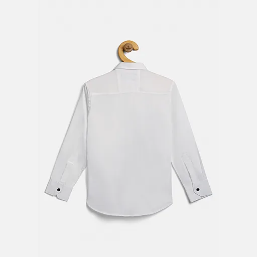 Classic White Cotton Boys Full Sleeve Shirt - Fredda