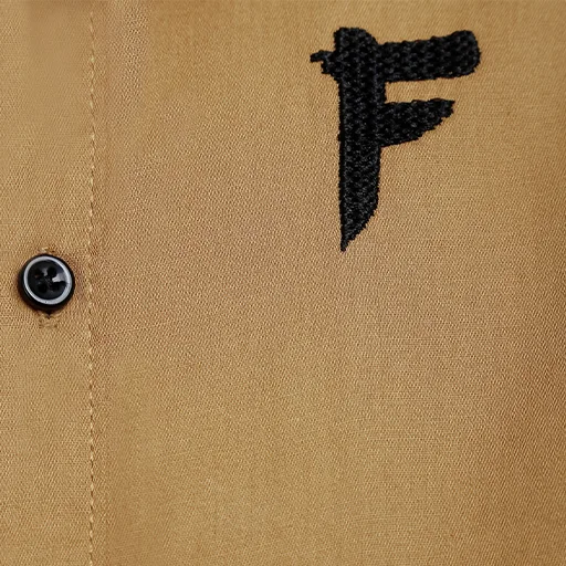Boys Full Sleeve Brown Cotton Shirt: Embroidered Logo Design - Fredda