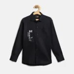 Boy's Classic Designer Black Cotton Shirt - The Kids Crown