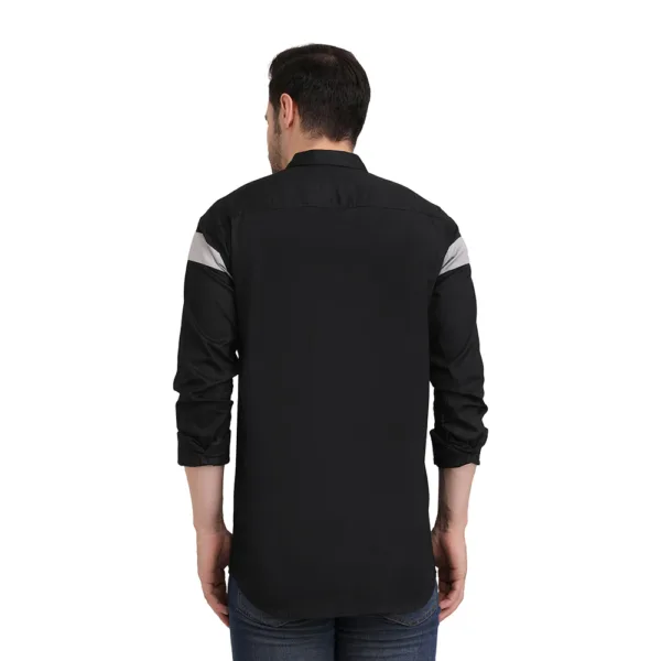 Trepp Men's Cotton Full Sleeve Shirt: Horizontal Straps Pattern in Black