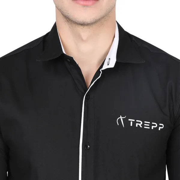 Men's Cotton Stylish Full Sleeve Black Shirt - Trepp