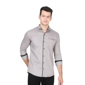 Men's Cotton Stylish Full Sleeve Grey Shirt - Trepp
