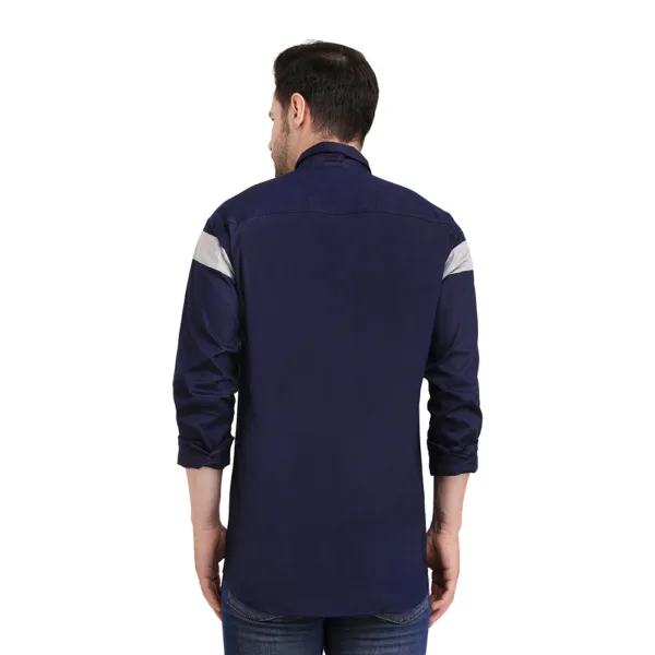 Trepp Men's Cotton Full Sleeve Shirt: Horizontal Straps Pattern in Blue