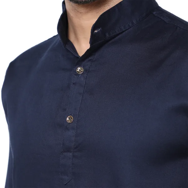 Trepp Men's Dark Blue Cotton Classic Kurta Shirt