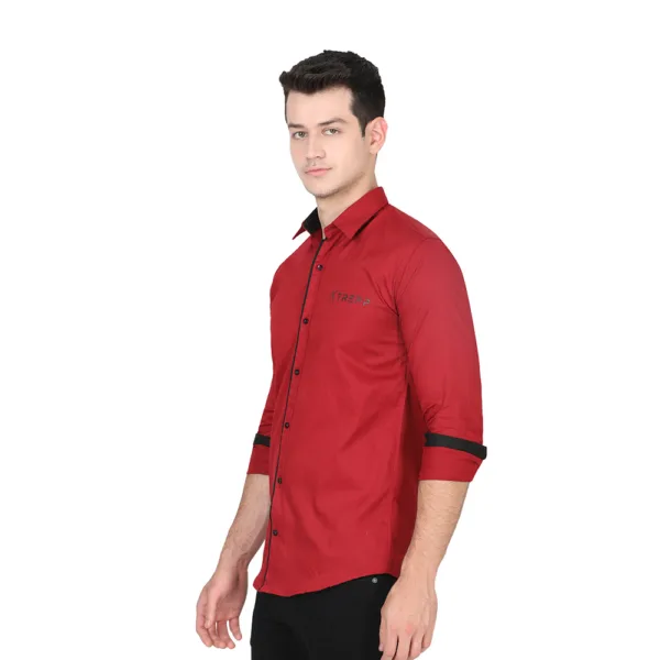 Men's Cotton Stylish Full Sleeve Maroon Shirt - Trepp
