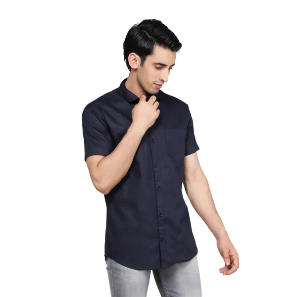 Men's Classic Cotton Half Sleeve Dark Blue Shirt - Trepp