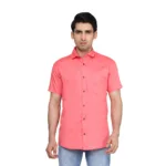 Men's Classic Cotton Half Sleeve Pink Shirt -Trepp