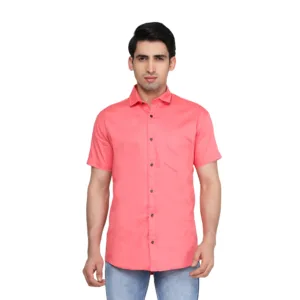 Men's Classic Cotton Half Sleeve Pink Shirt -Trepp