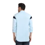 Trepp Men's Cotton Full Sleeve Shirt: Horizontal Straps Pattern in Light Blue