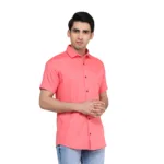 Men's Classic Cotton Half Sleeve Pink Shirt -Trepp