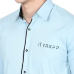 Men's Cotton Stylish Full Sleeve Light Blue Shirt - Trepp