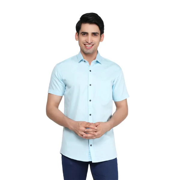 Men's Classic Cotton Half Sleeve Light Blue Shirt -Trepp