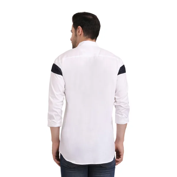 Trepp Men's Cotton Full Sleeve Shirt: Horizontal Straps Pattern in White