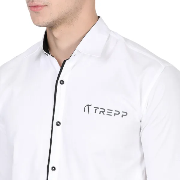 Men's Cotton Stylish Full Sleeve White Shirt - Trepp